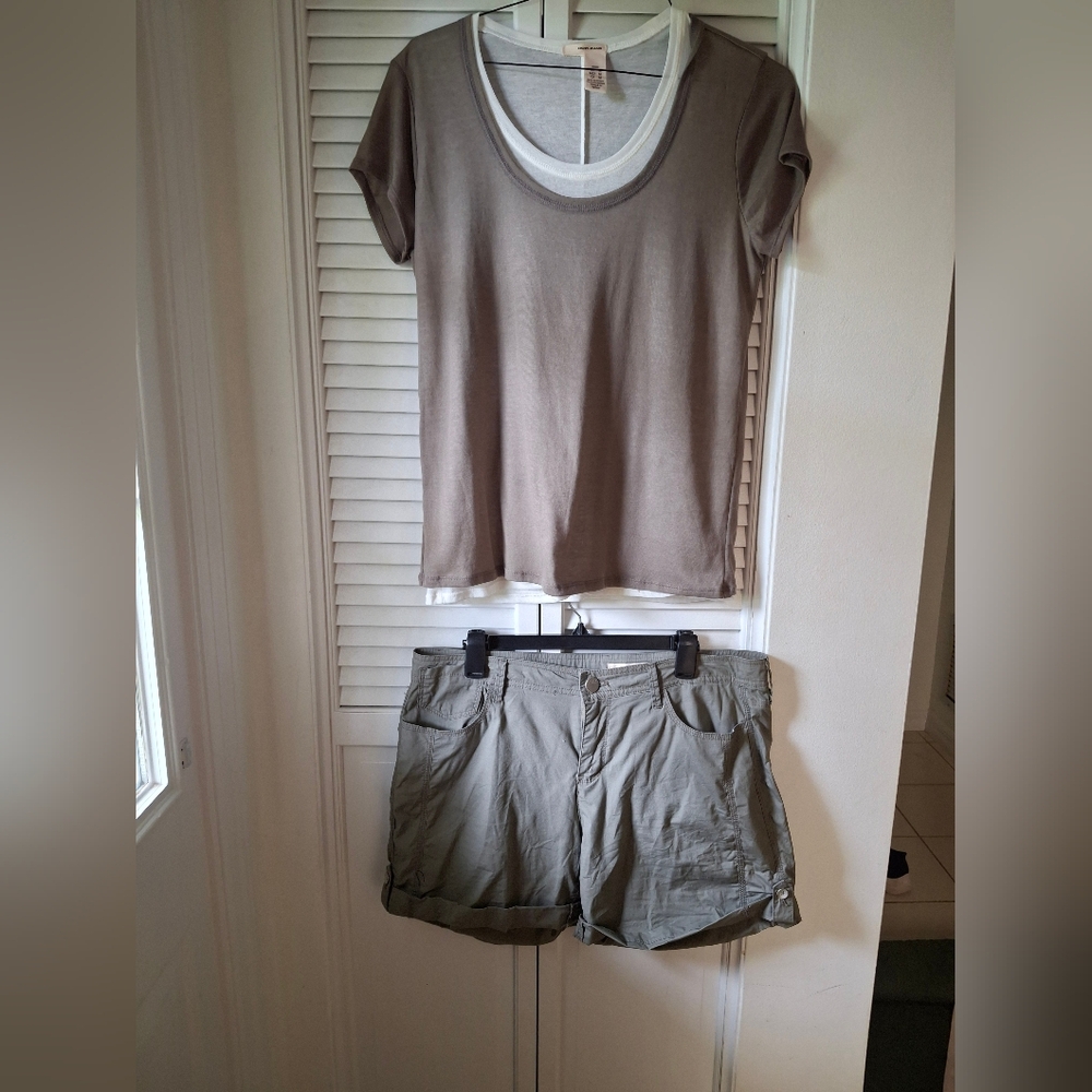 DKNY Olive Green Short And Top